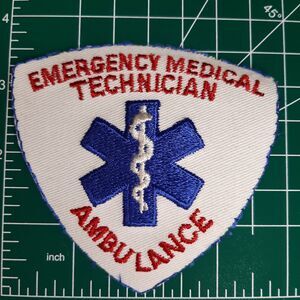 EMT "Emergency Medical Technician Ambulance" vtg patch (red white & blue)